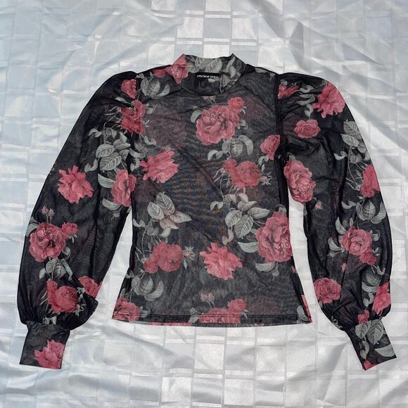 🎉 Bundle Deal: 4 for $20! 🎉 sheer floral top M - Picture 1 of 7